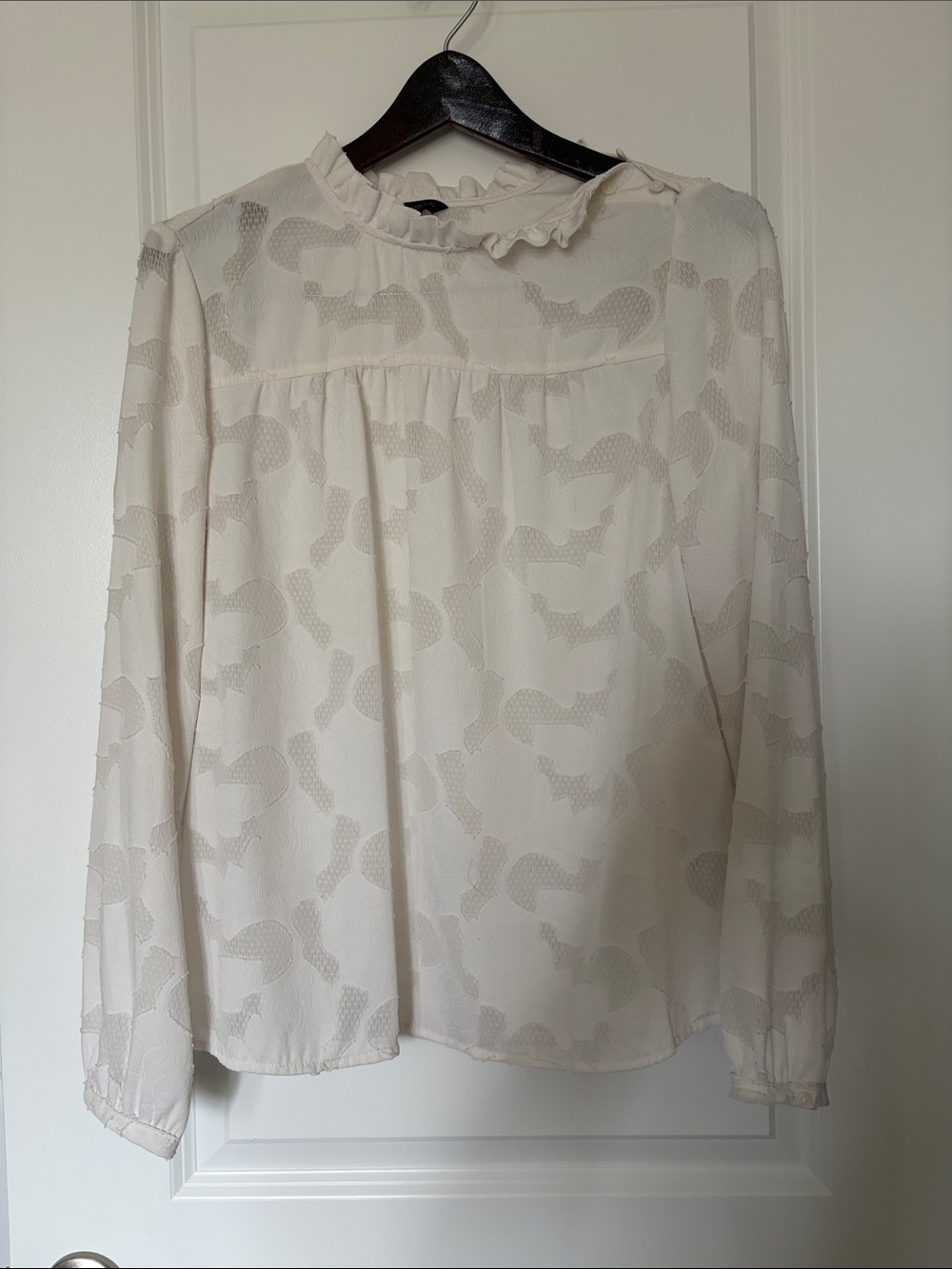 Banana Republic Cream Ruffle Mock-Neck Blouse